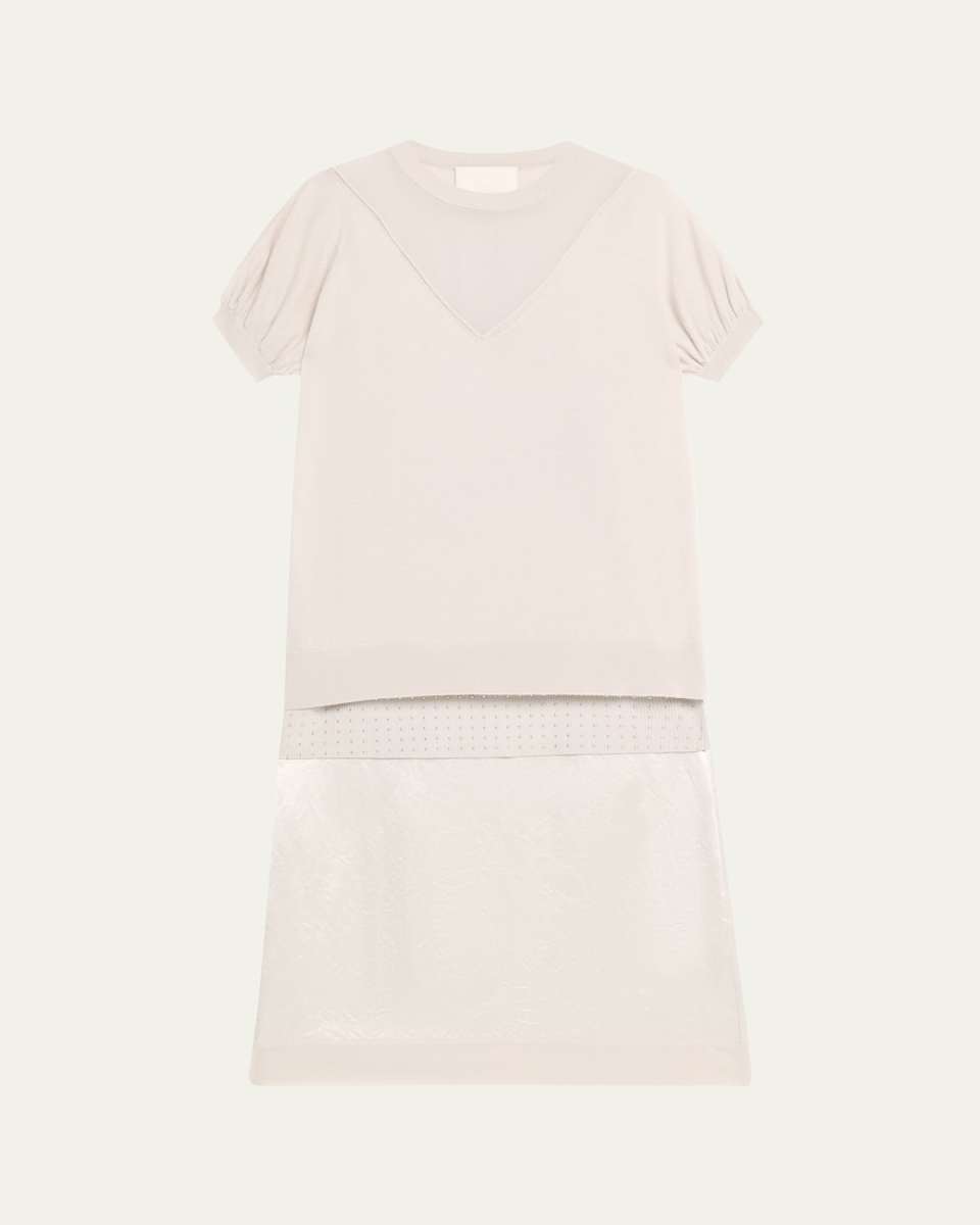 Short-Sleeve Multi-Combo Midi Dress